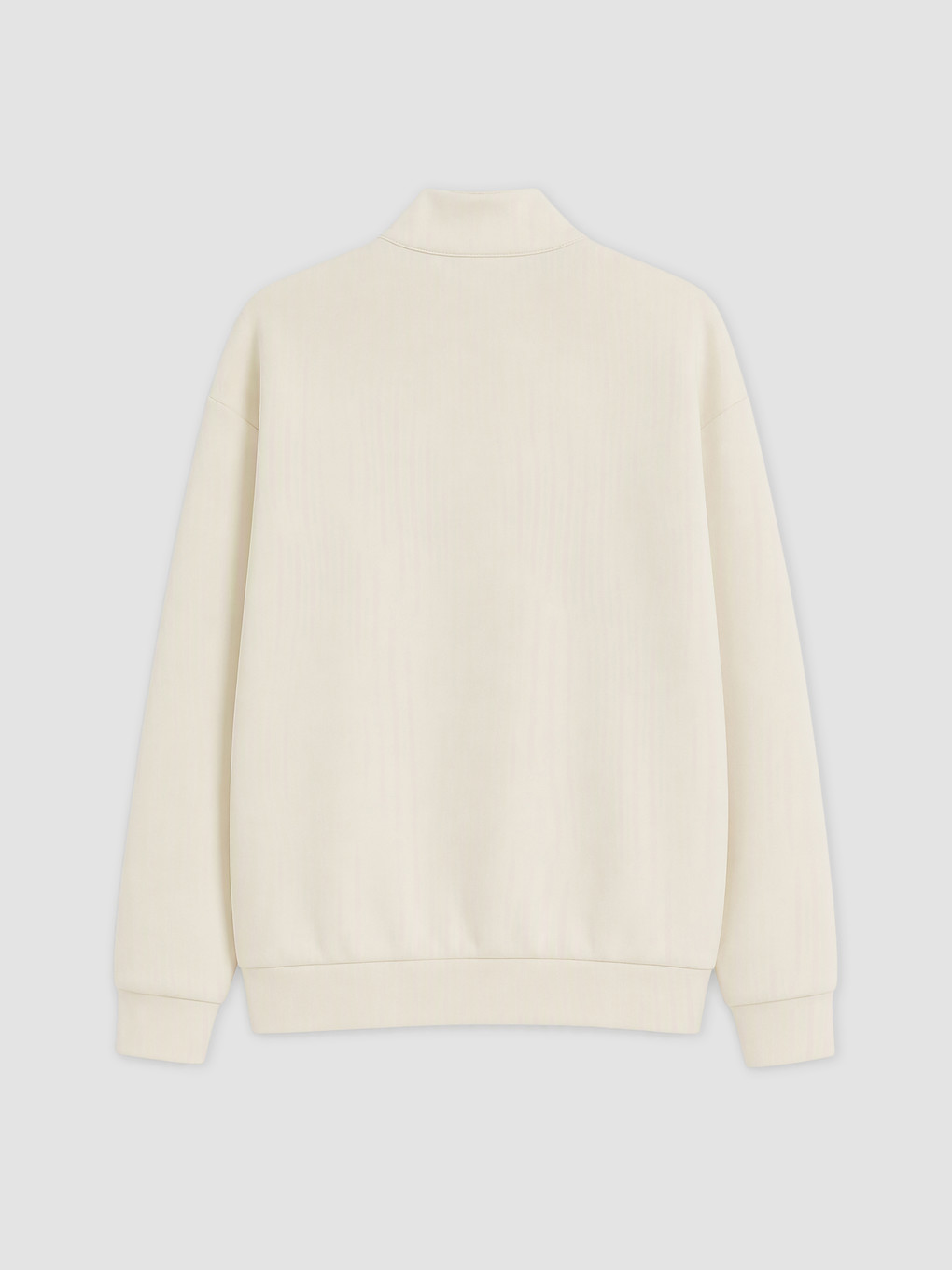 Ekru Fermuarlı Dik Yaka Erkek Sweatshirt-2