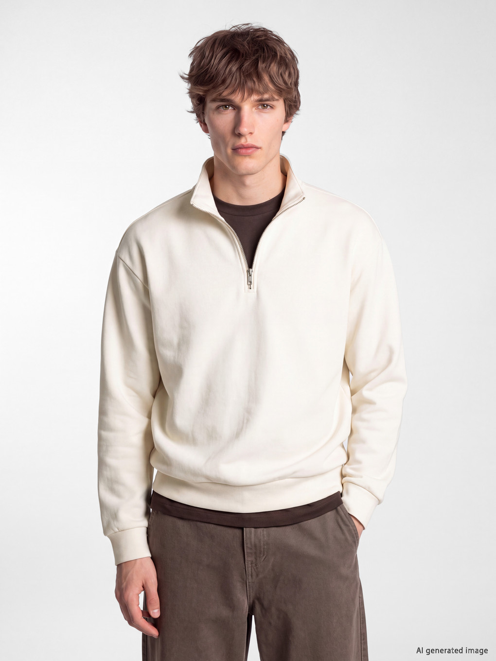 Zipped Mock Neck Men's Sweatshirt