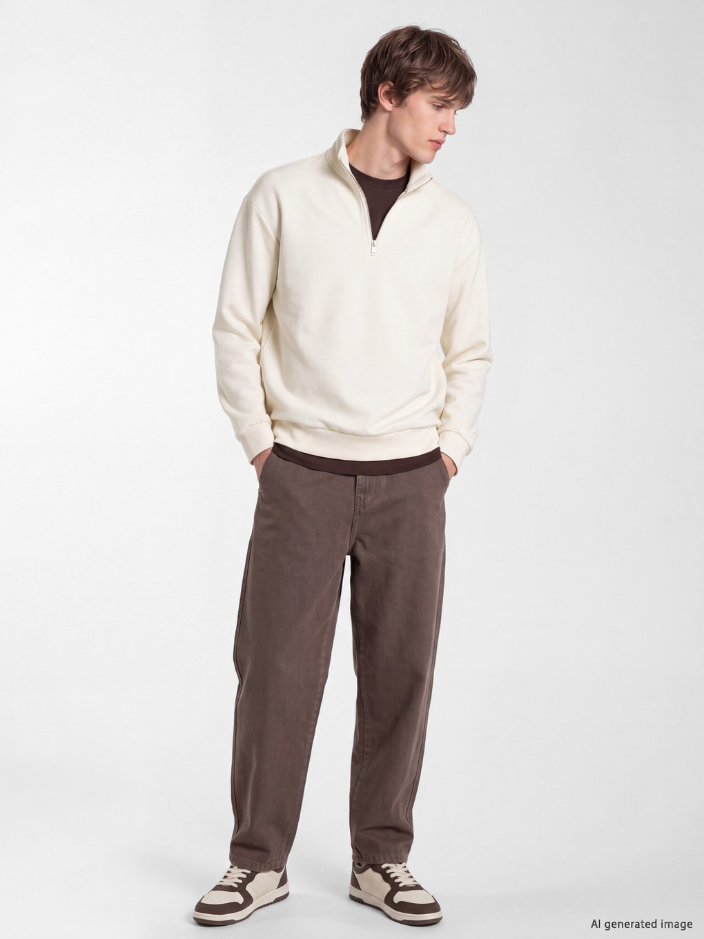 Zipped Mock Neck Men's Sweatshirt-1