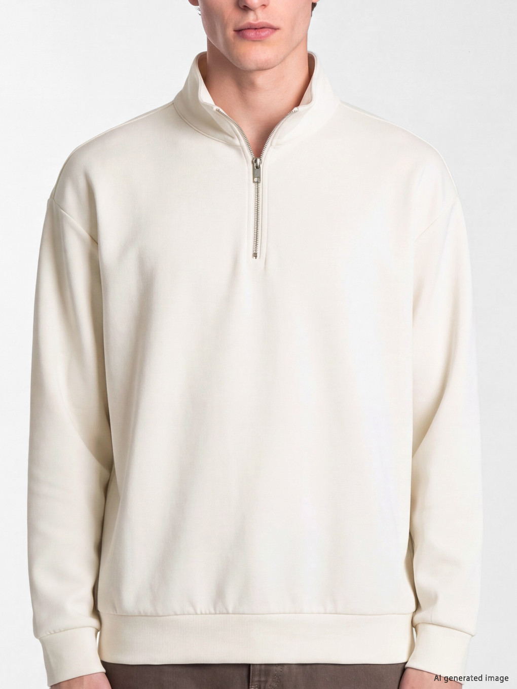 Zipped Mock Neck Men's Sweatshirt-2