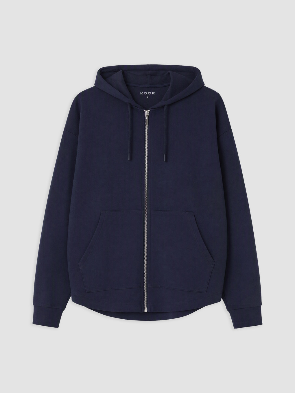 Lacivert Kapüşonlu Oversize Fermuarlı Sweatshirt