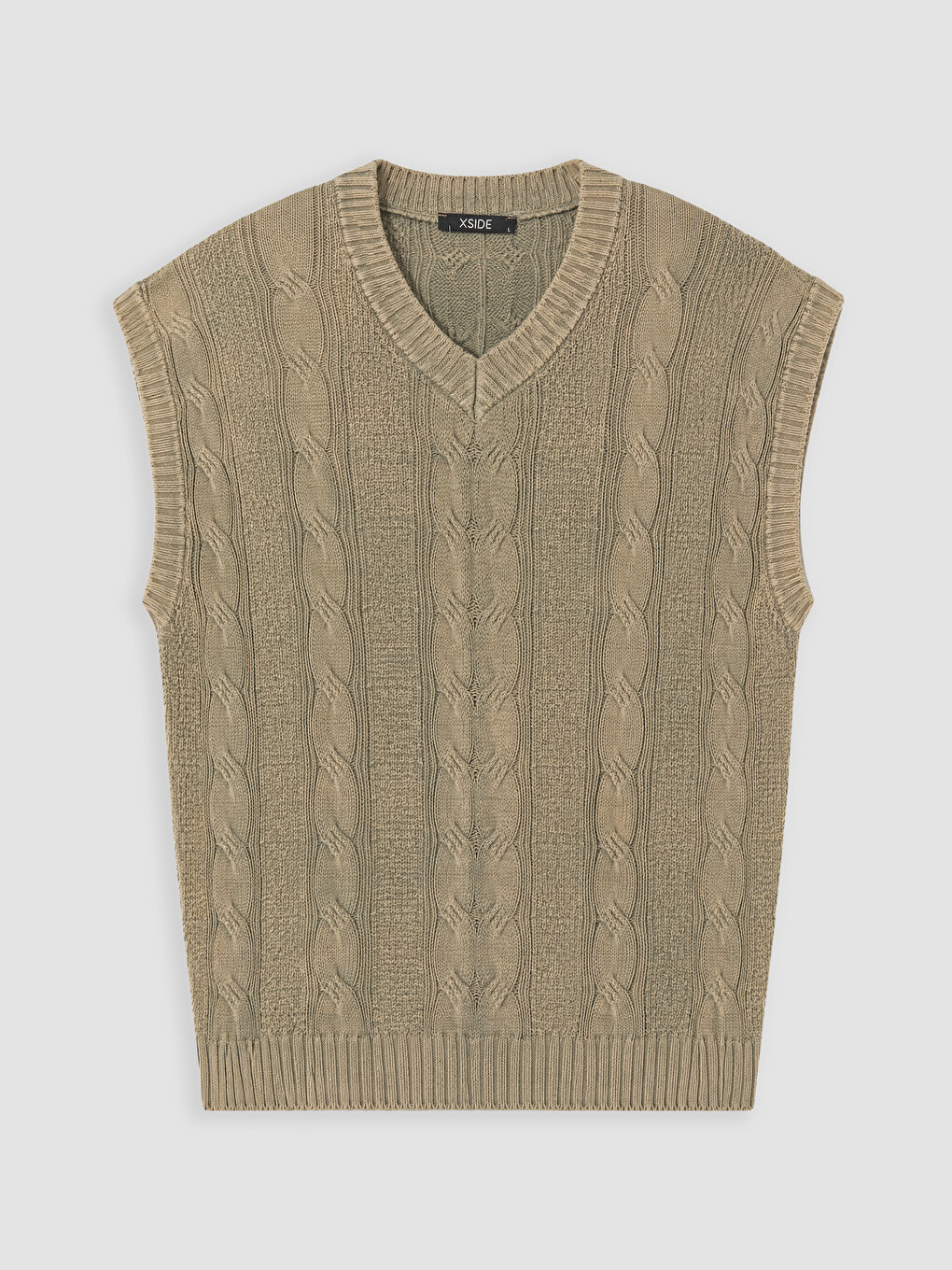 Beyaz Loose Fit V Yaka Erkek Triko Süveter
