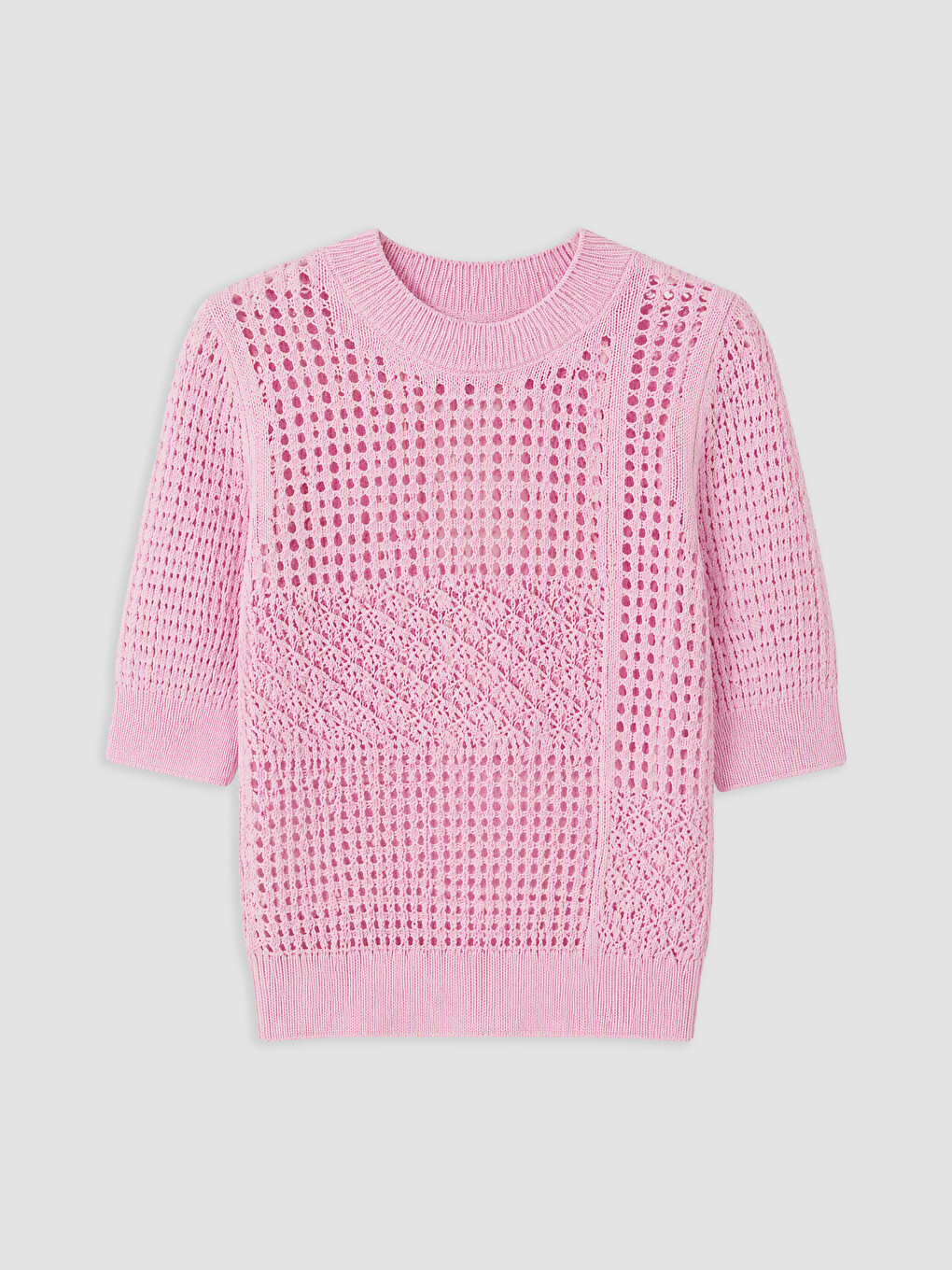 Pembe Bisiklet Yaka Ajurlu Kadın Triko Kazak