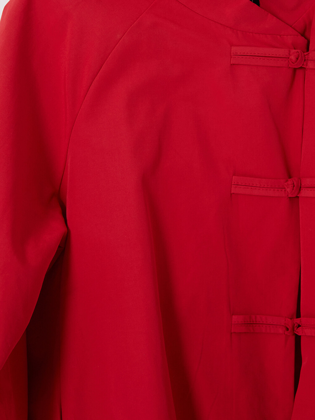 Grandad Collar China Buttoned Women's Trench Coat-2