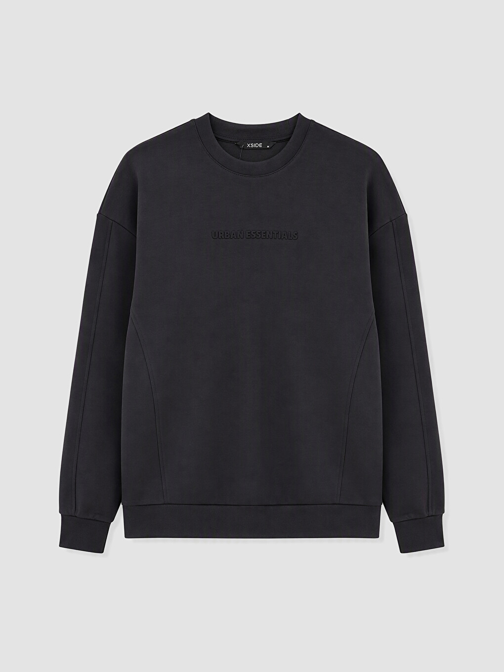 Siyah Bisiklet Yaka Baskılı Erkek Sweatshirt