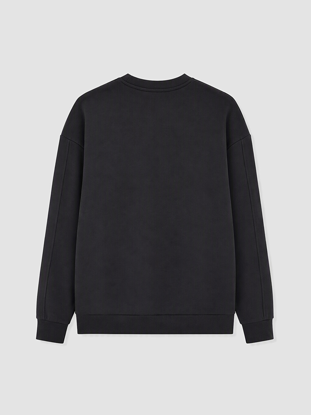 Siyah Bisiklet Yaka Baskılı Erkek Sweatshirt-2