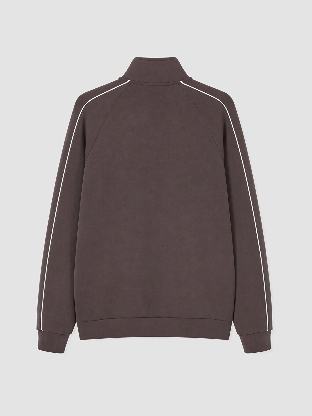 Kahverengi Dik Yaka Erkek Fermuarlı Sweatshirt-2