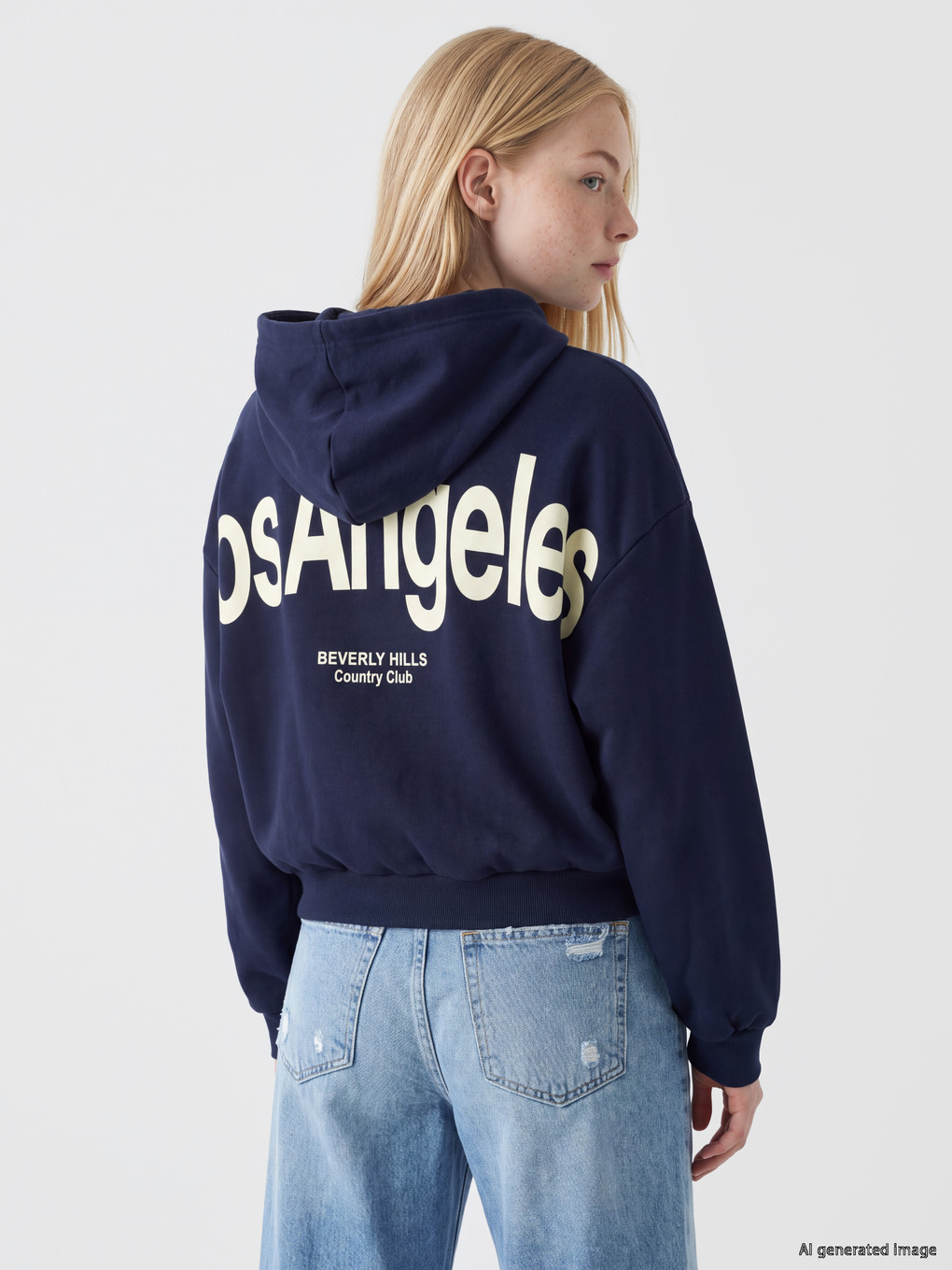 Lacivert Oversize Kadın Kalın Hoodie