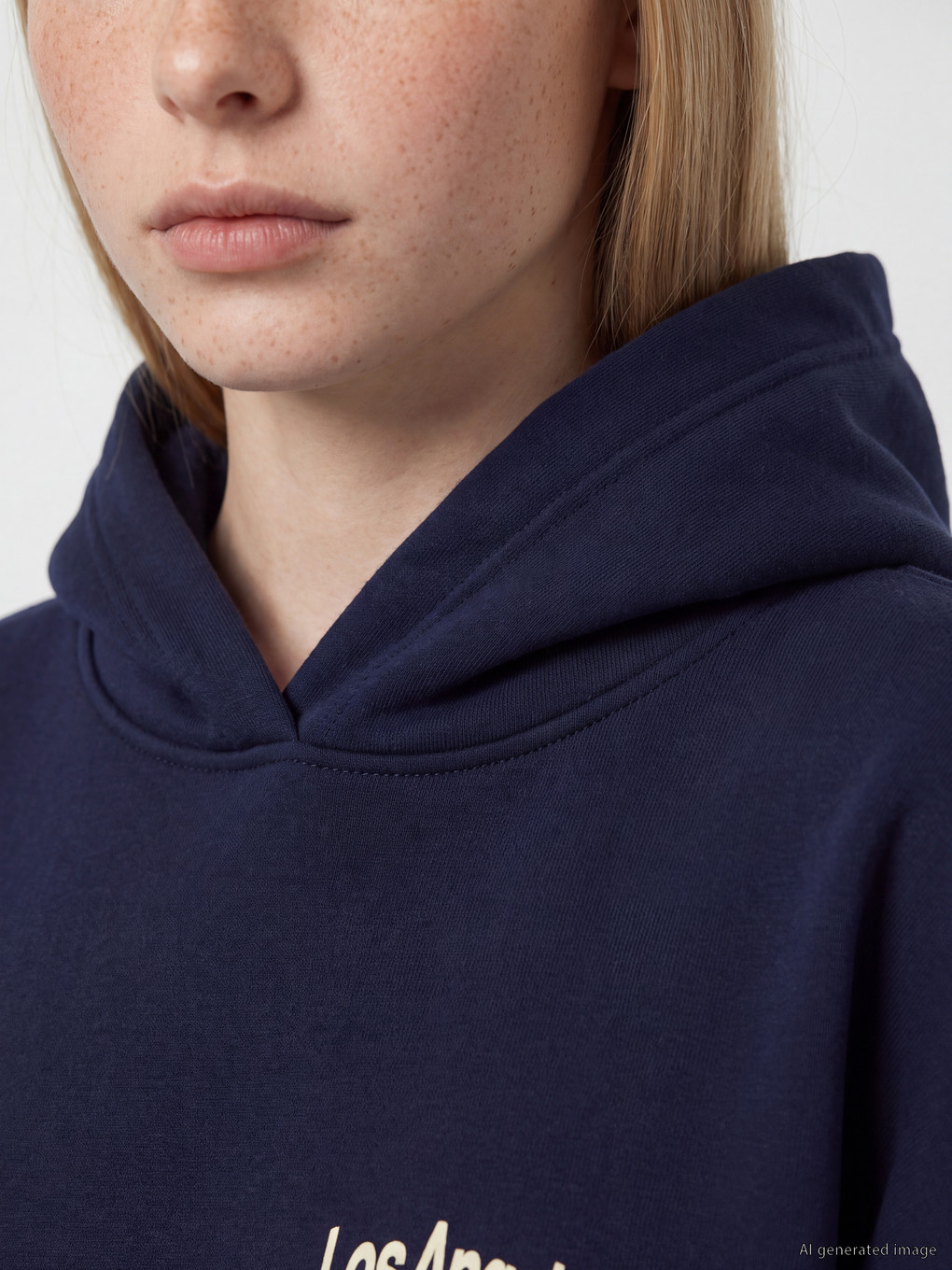 Lacivert Oversize Kadın Kalın Hoodie-2