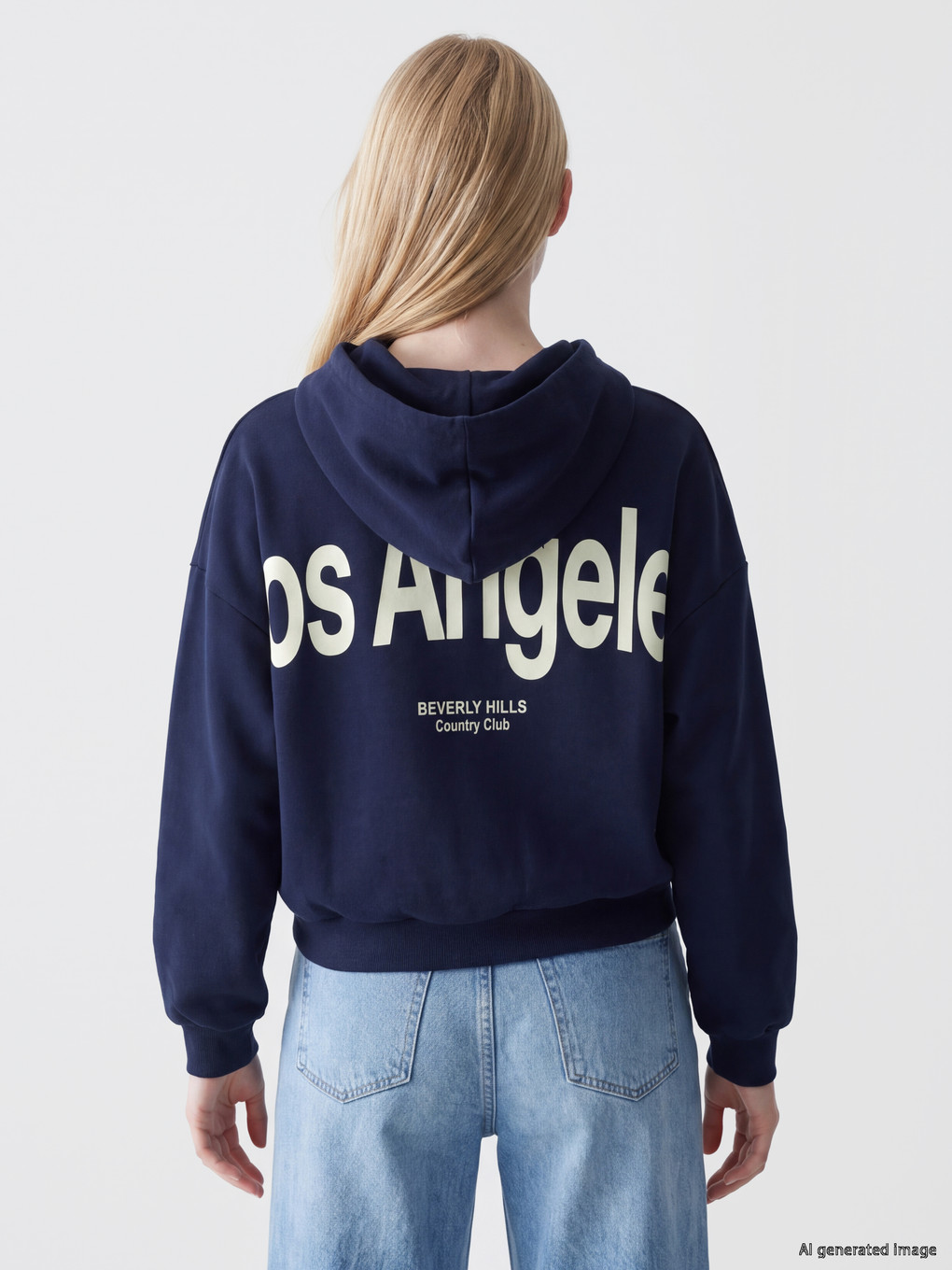 Lacivert Oversize Kadın Kalın Hoodie-3