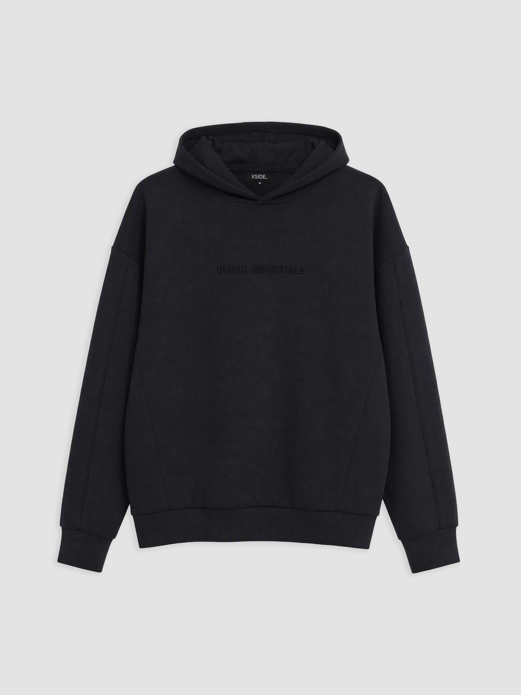 Siyah Nakışlı Erkek Hoodie-4