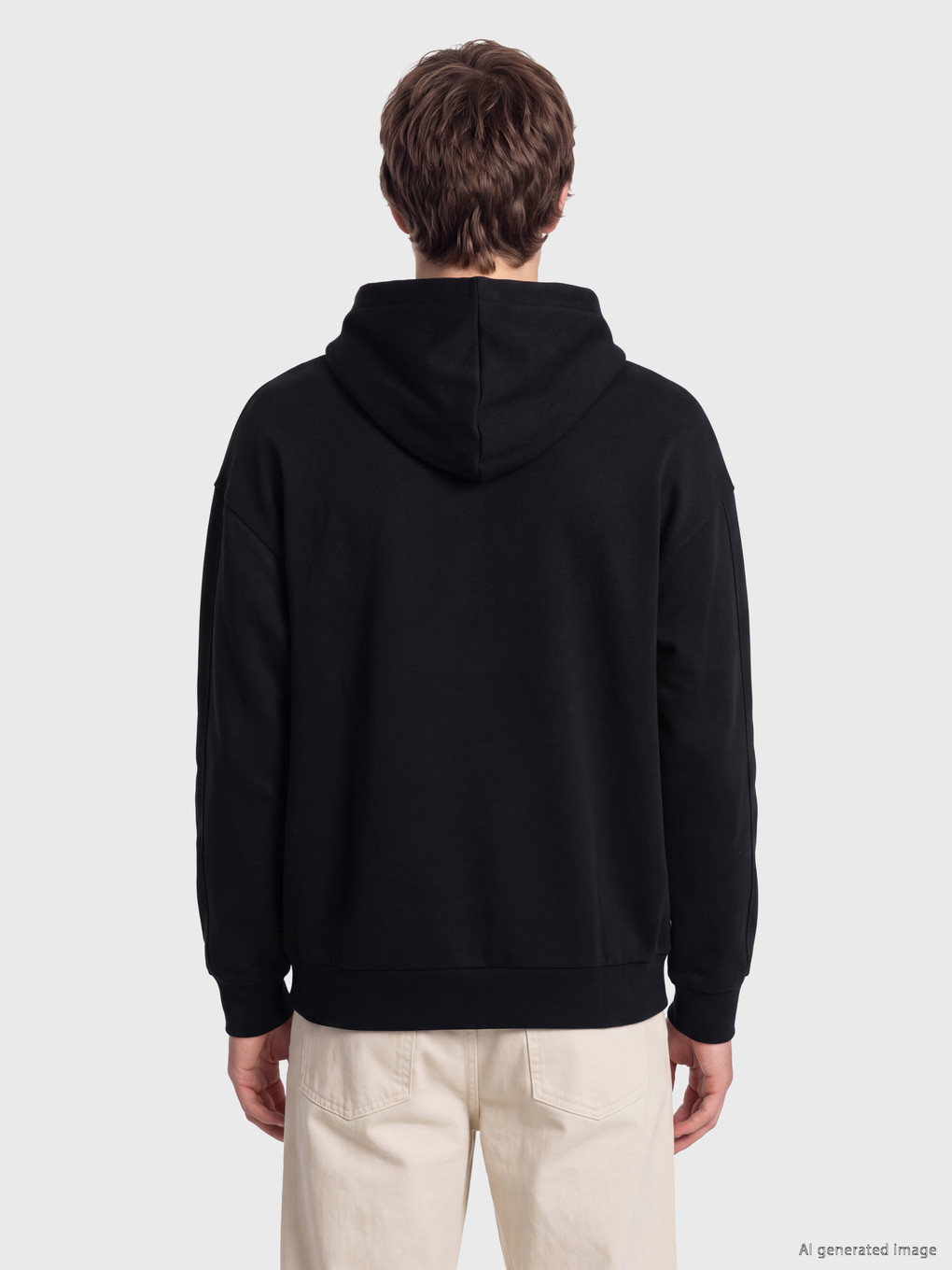 Siyah Nakışlı Erkek Hoodie-3