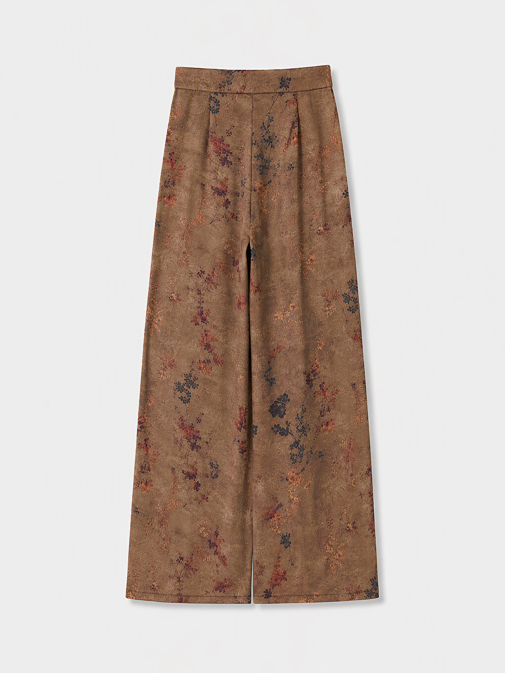 Kahverengi Loose Fit Kadın Pileli Kumaş Pantolon-5