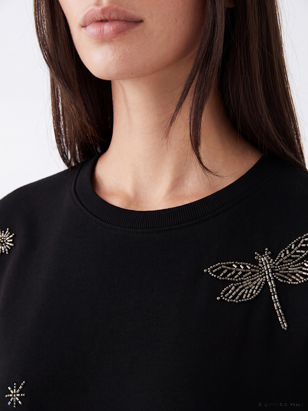 Bead Embellished Oversize Women's Sweatshirt Tunic-2