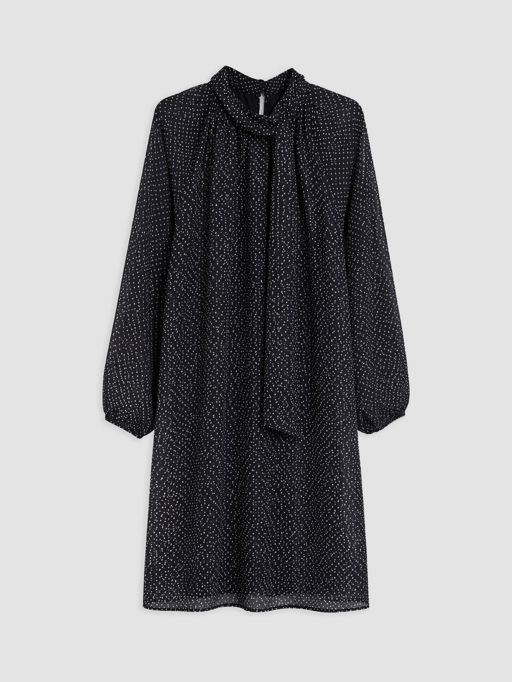 Plus Size Tie Neck Polka Dot Dress-4