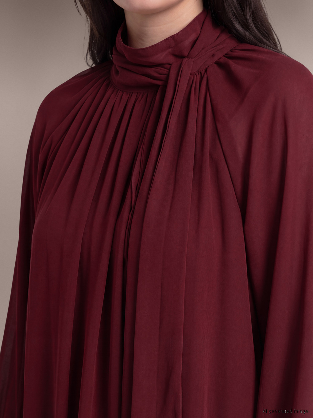 Plus Size Tie Neck Dress-2