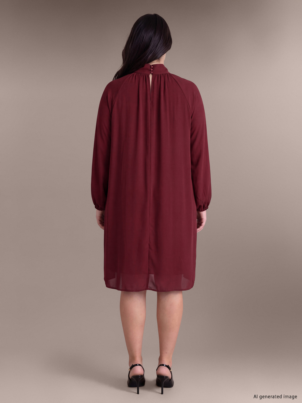 Plus Size Tie Neck Dress-3