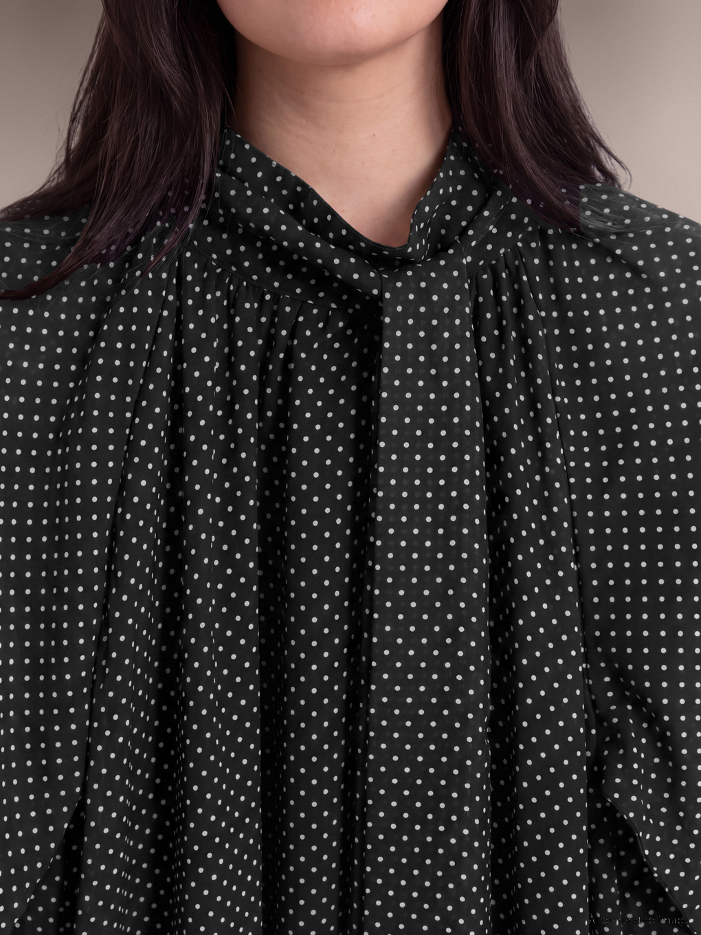 Plus Size Tie Neck Polka Dot Dress-2