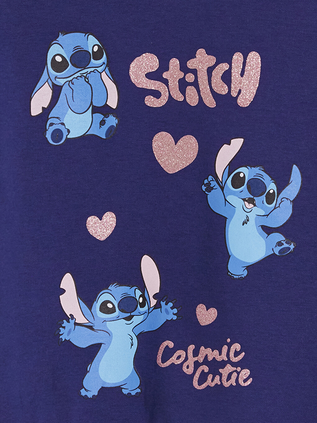 Lacivert Stitch Baskılı Kız Çocuk Kalın Sweatshirt-2