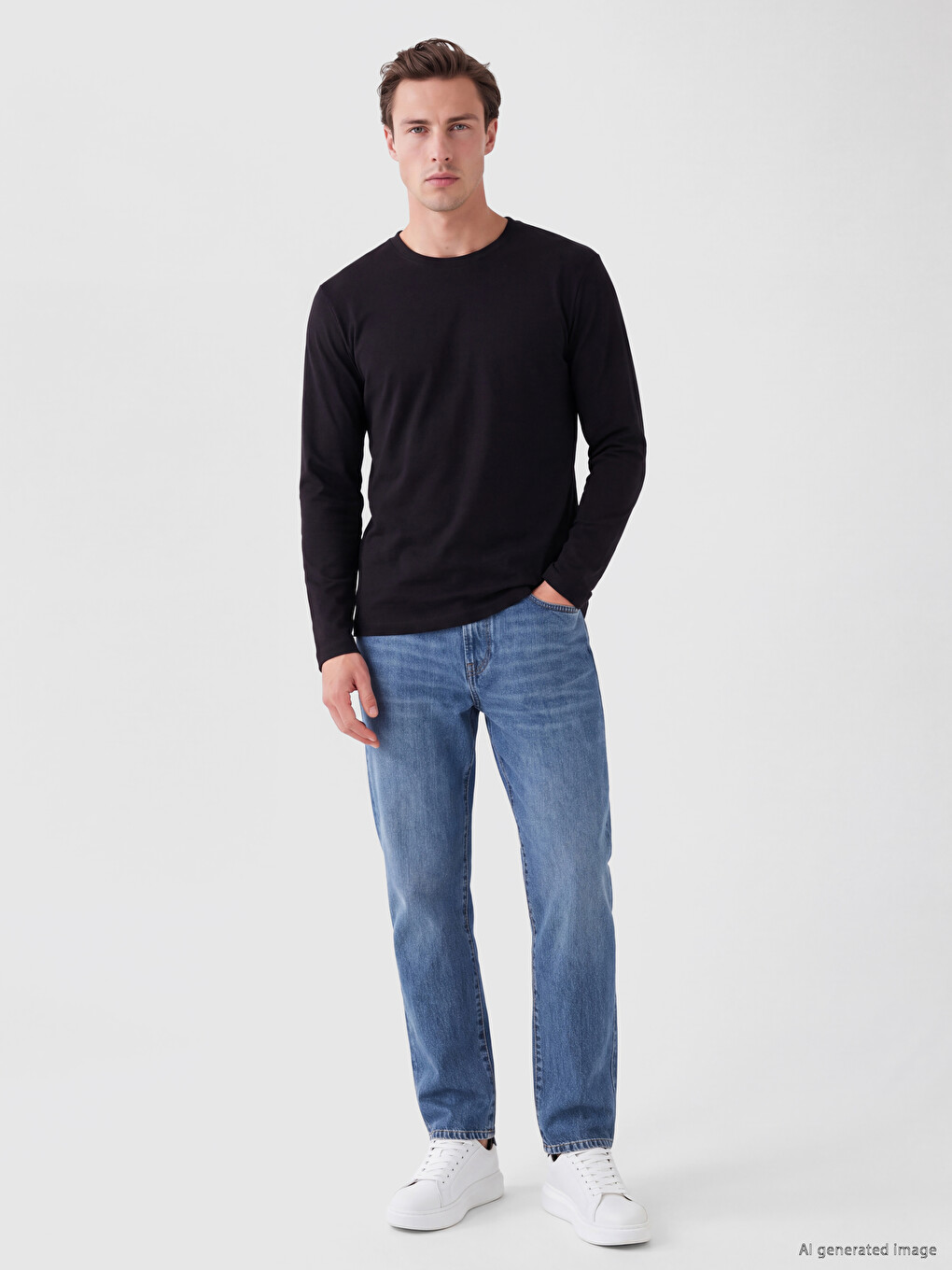 Crew Neck Long Sleeve Men's T-shirt-1