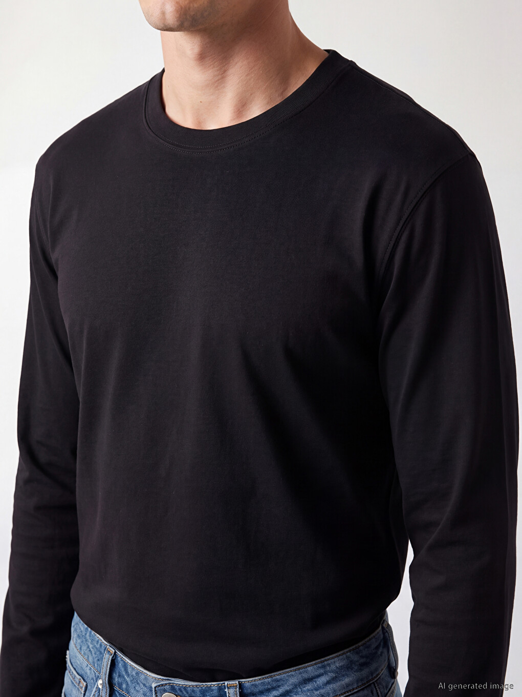 Crew Neck Long Sleeve Men's T-shirt-2