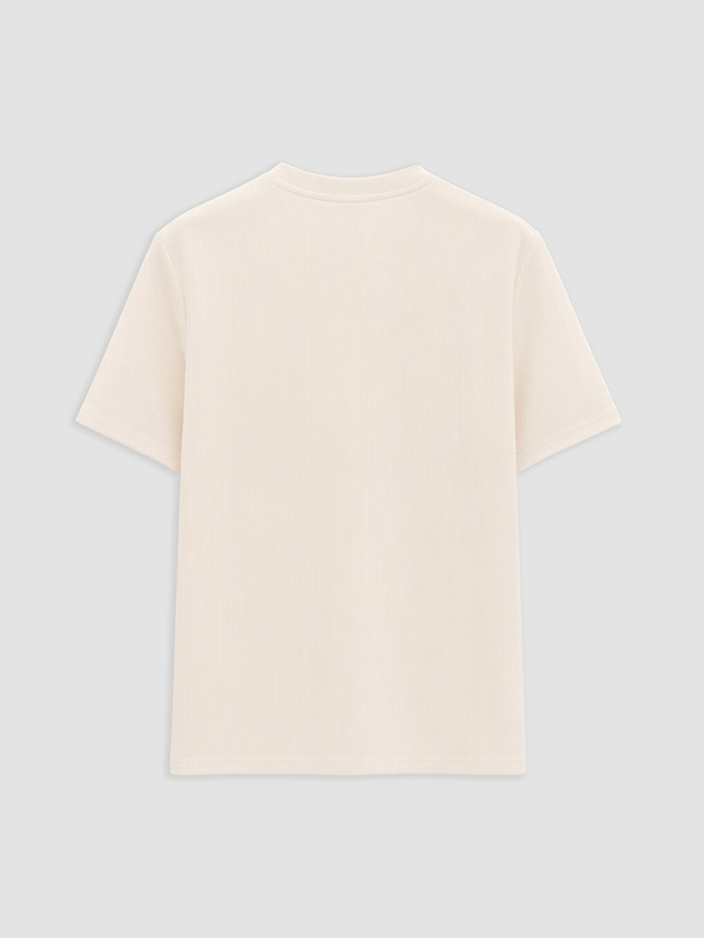 Ekru Bisiklet Yaka Erkek Tişört-1