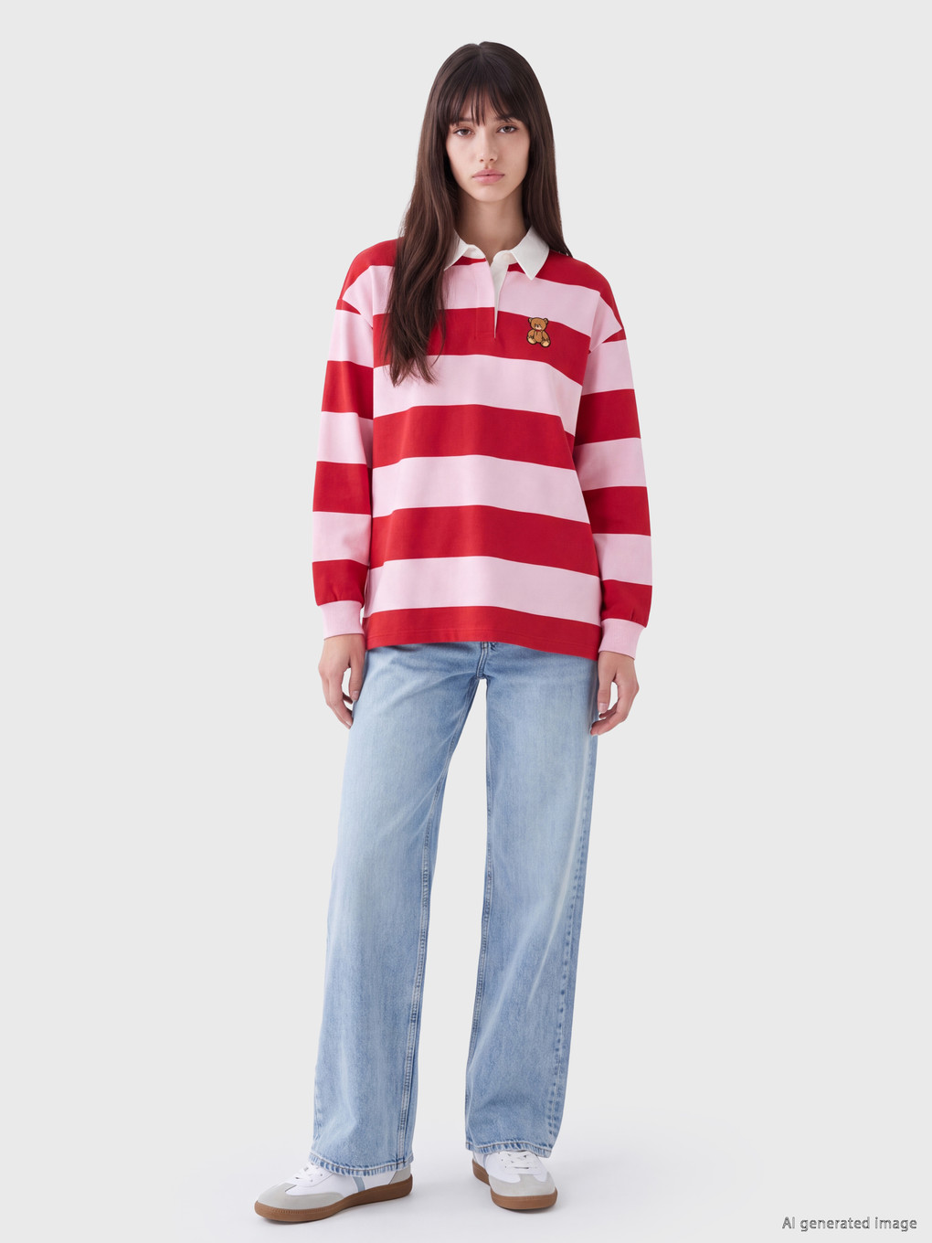 Kırmızı Oversize Kadın Kalın Sweatshirt-1