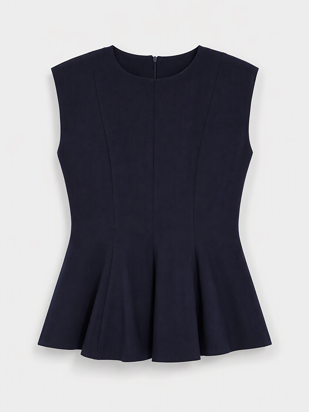 Lacivert Bisiklet Yaka Peplum Bluz-4