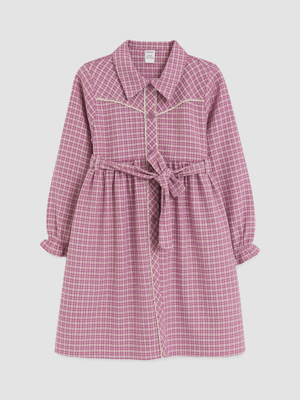 Polo Collar Plaid Girls' Dress