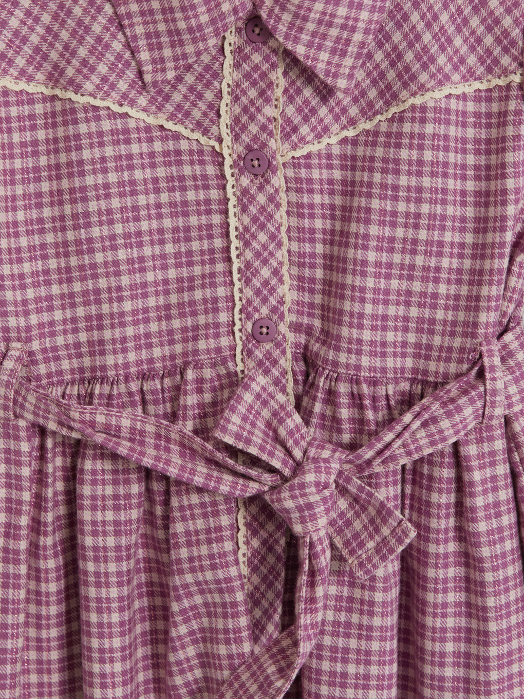 Polo Collar Plaid Girls' Dress-1