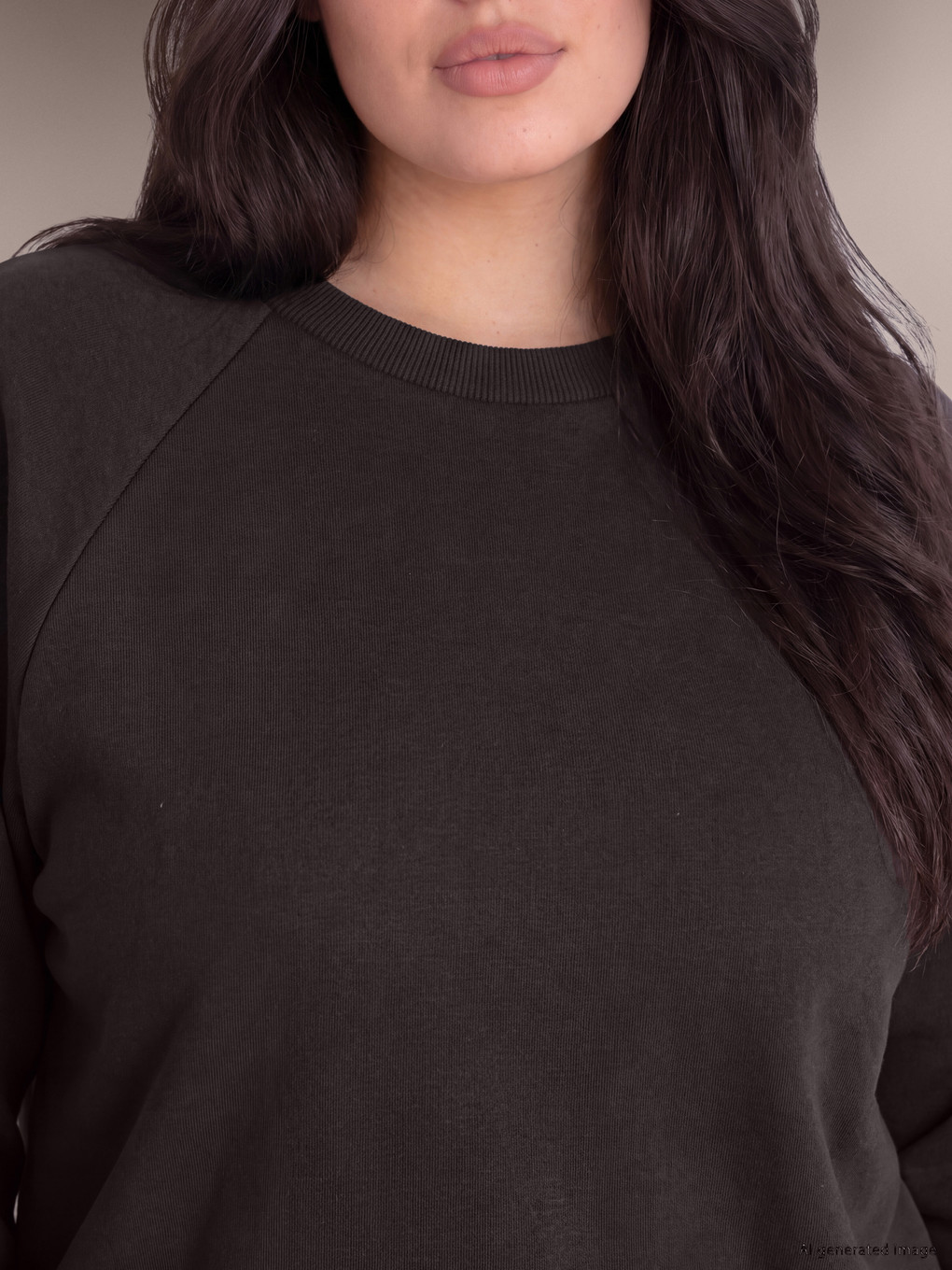 Kahverengi Büyük Beden Kadın Sweatshirt-2