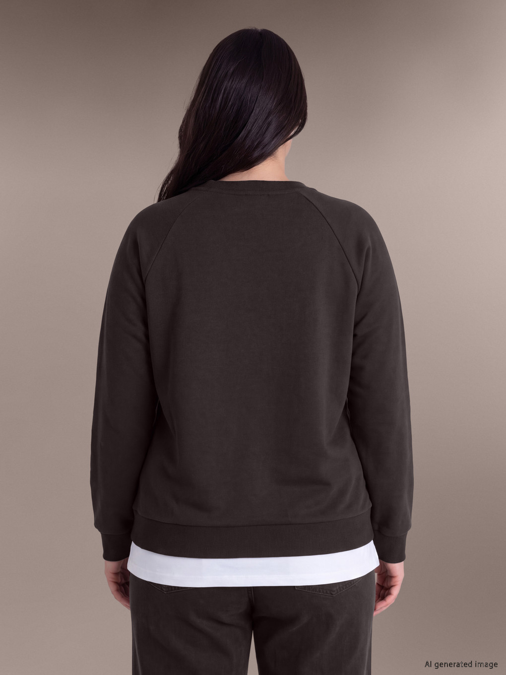 Kahverengi Büyük Beden Kadın Sweatshirt-3