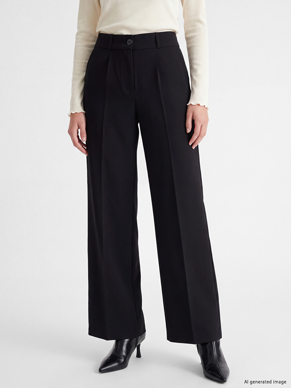 Siyah Regular Fit Kadın Pantolon-1