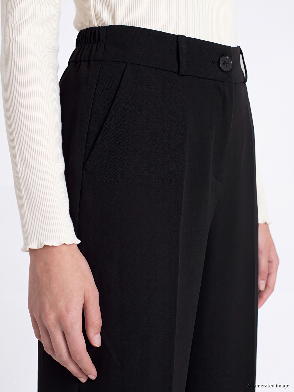 Siyah Regular Fit Kadın Pantolon-2