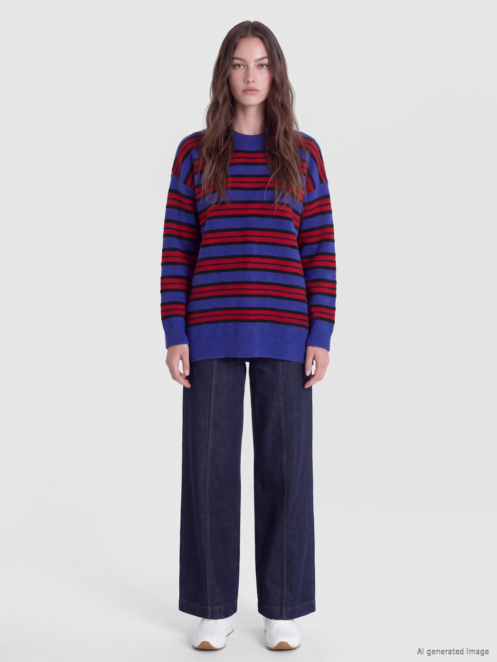 Striped Women's Knitwear Tunic-1