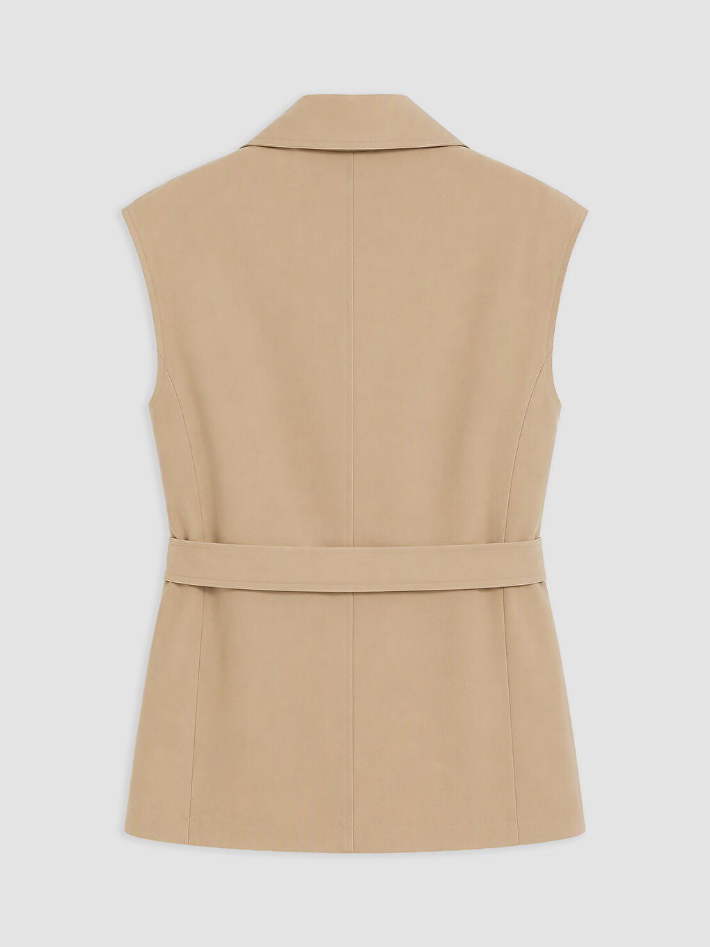 Double Breasted Collar Belted Women's Gilet-5