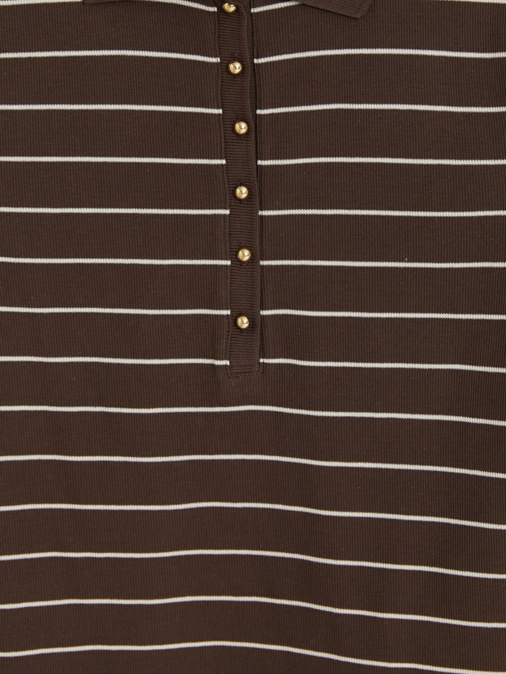 Kahverengi Polo Yaka Çizgili Kadın Body-1