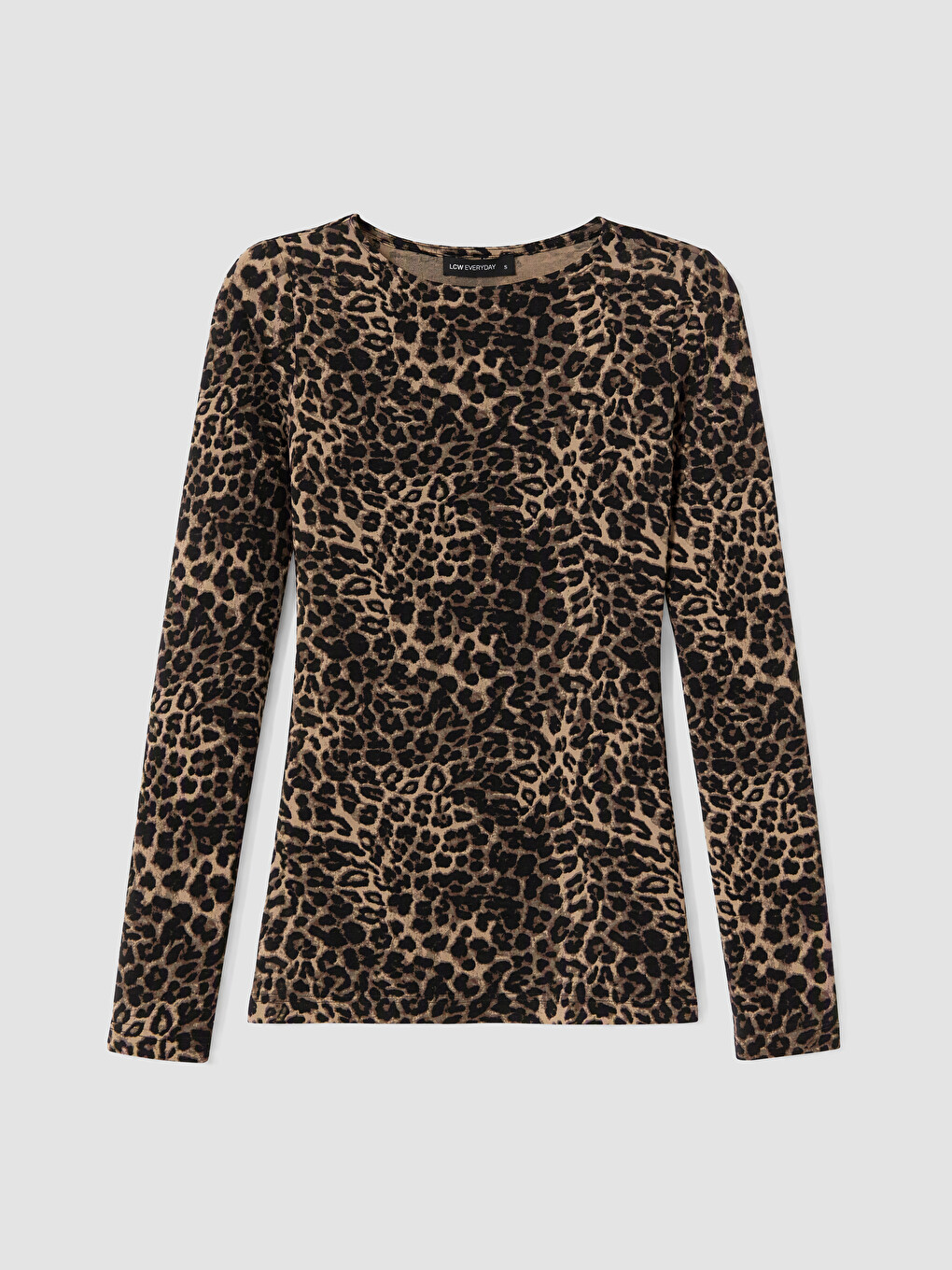 Kahverengi Leopar Desenli Bluz