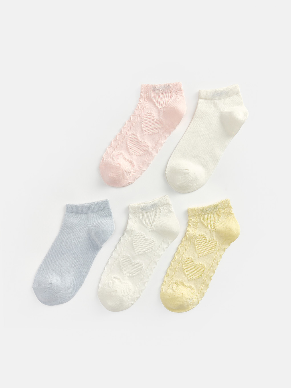 5 Pack Heart Patterned Women's Trainer Socks
