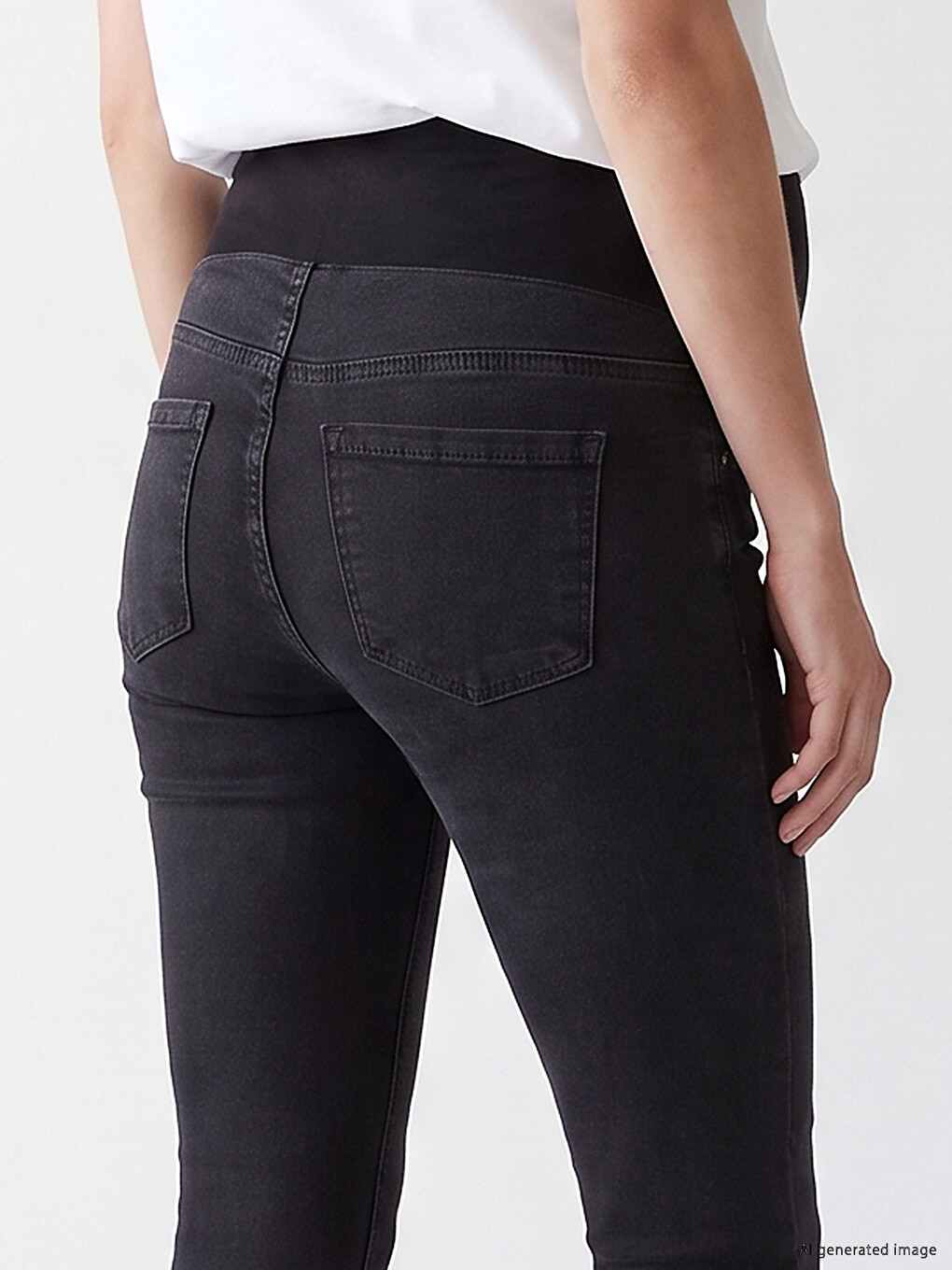 Siyah Karın Panelli Süper Skinny Hamile Jean-3