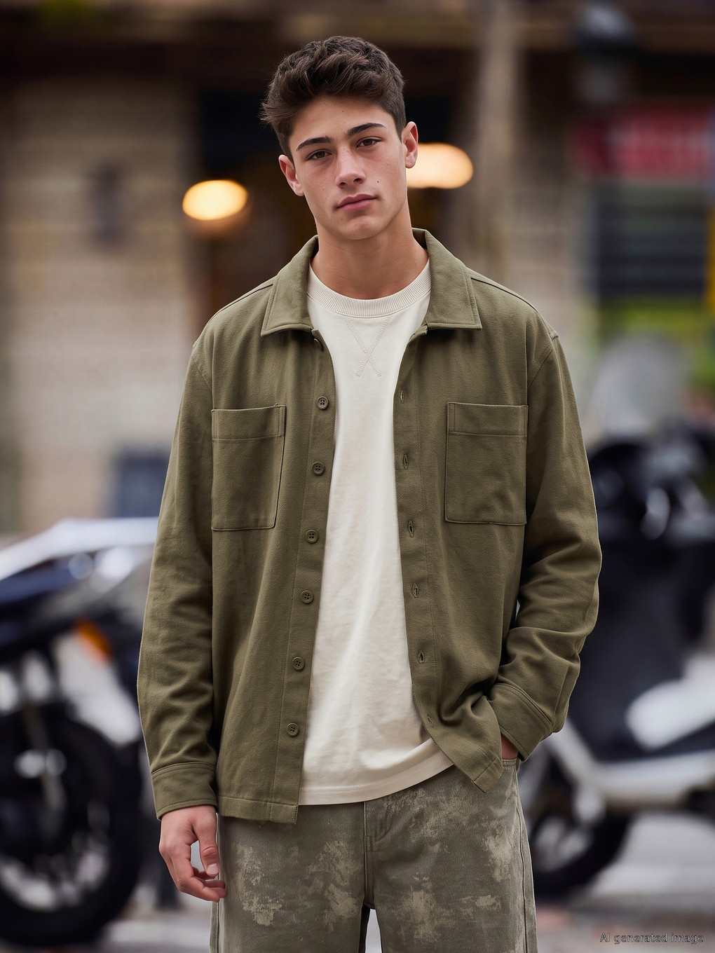 Teenage Boy Khaki Overshirt