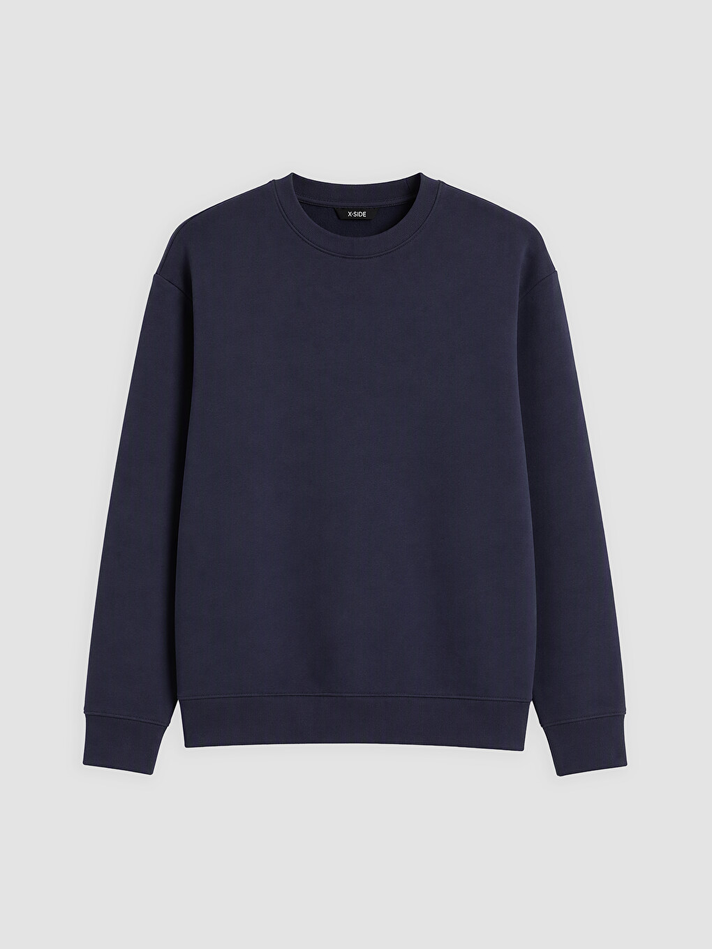 Lacivert Bisiklet Yaka Erkek Kalın Sweatshirt