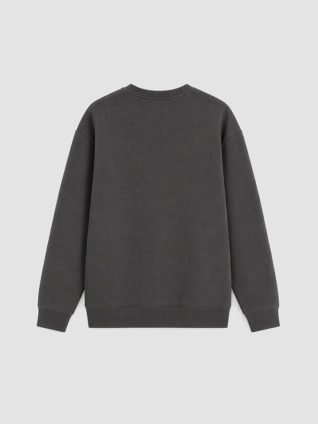 Antrasit Bisiklet Yaka Erkek Kalın Sweatshirt-3