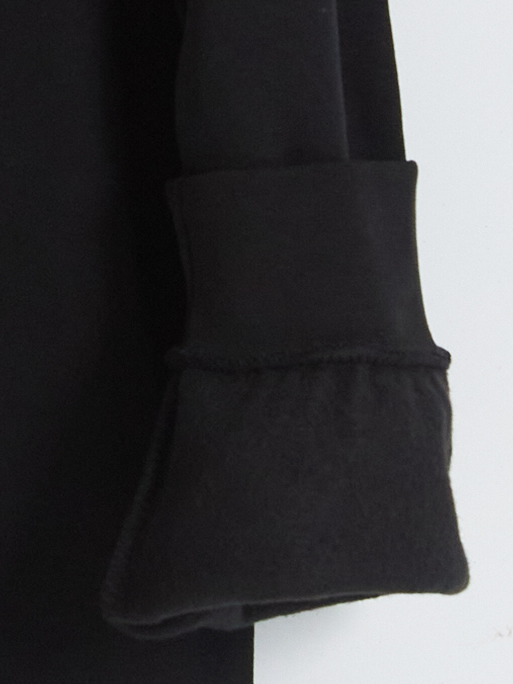 Siyah Bisiklet Yaka Erkek Kalın Sweatshirt-1