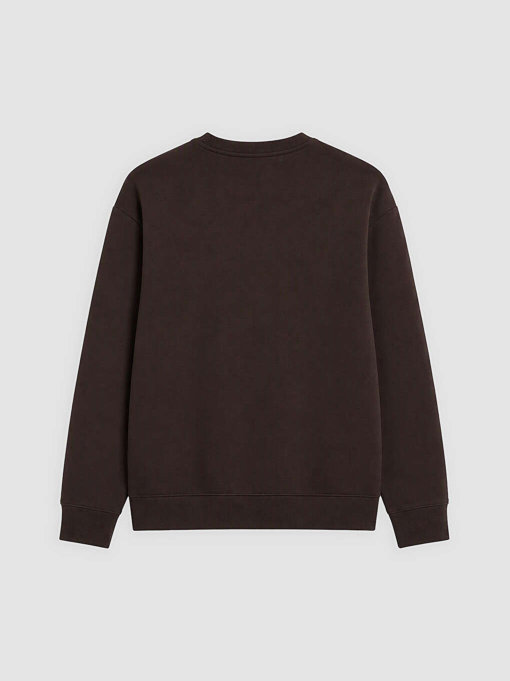 Kahverengi Bisiklet Yaka Erkek Kalın Sweatshirt-1