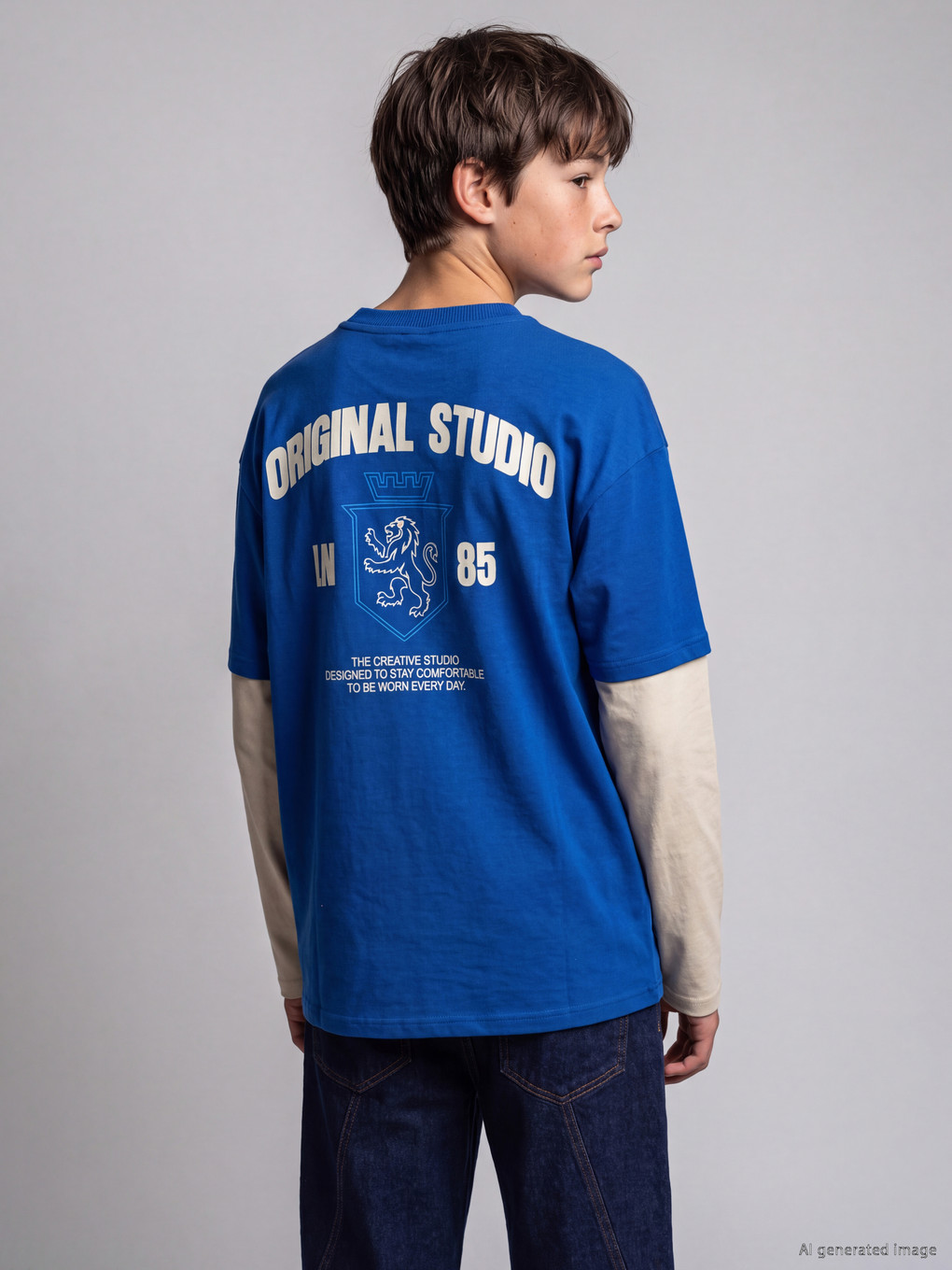 Teenage Boy Blue T-shirt-4