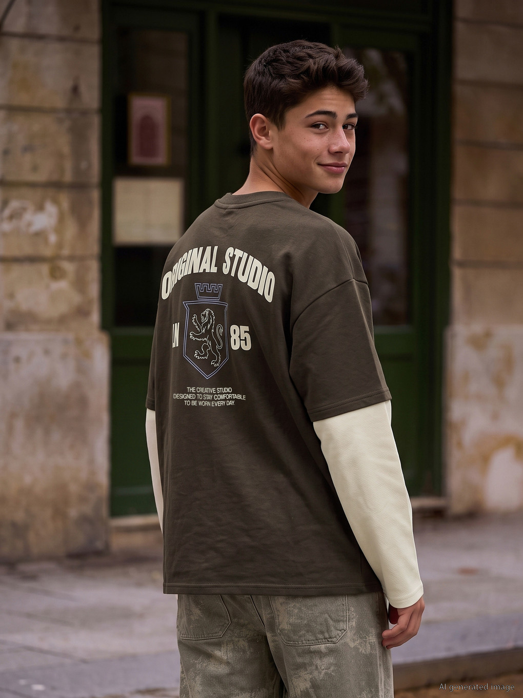 Teenage Boy Khaki T-shirt