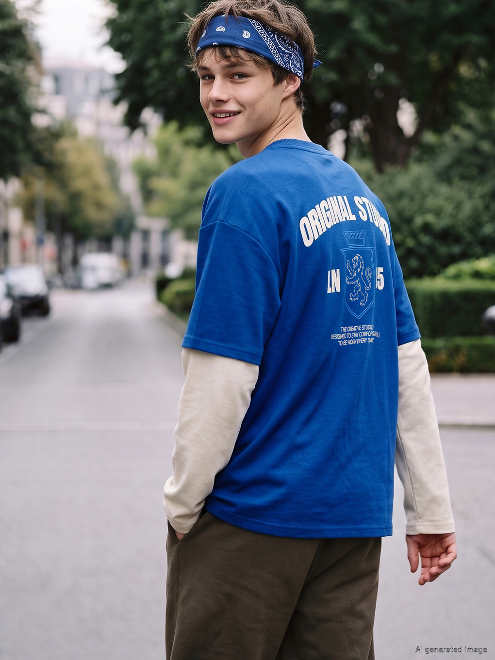 Teenage Boy Blue T-shirt