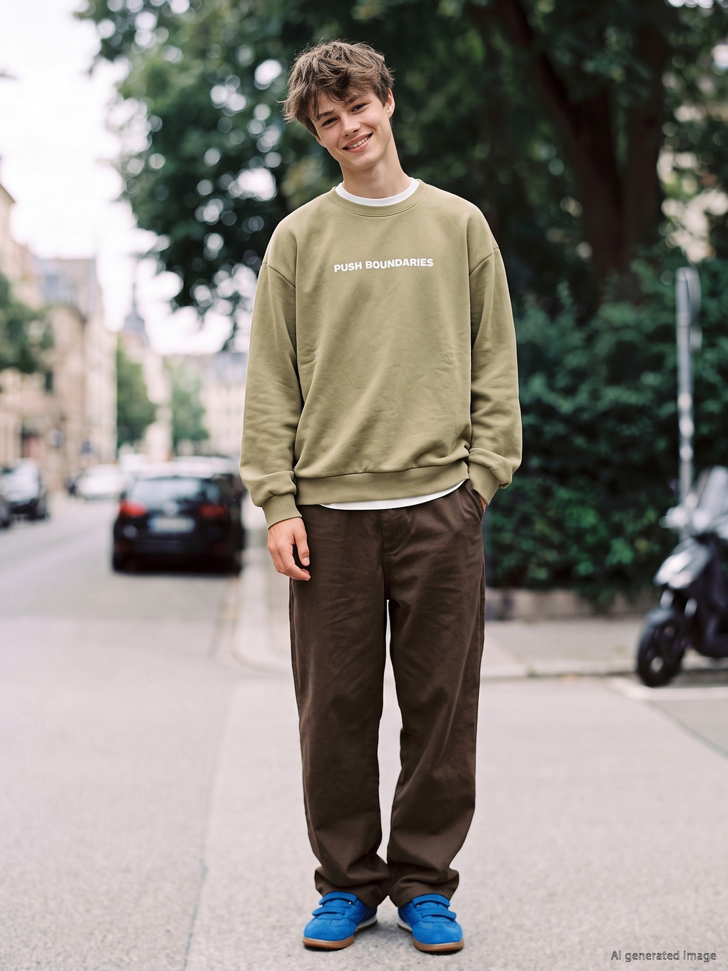 Teenage Boy Green Sweatshirt-1
