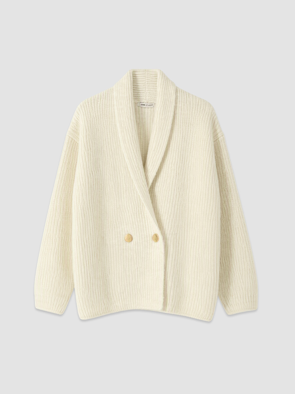 Double Breasted Collar Oversize Women's Knitwear Cardigan-4